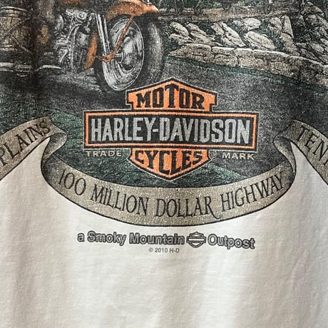 ハーレーダビッドソン　2010　バックプリント　Tシャツ　白