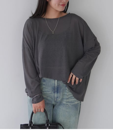 Sheer Loose Cutsew｜チャコール