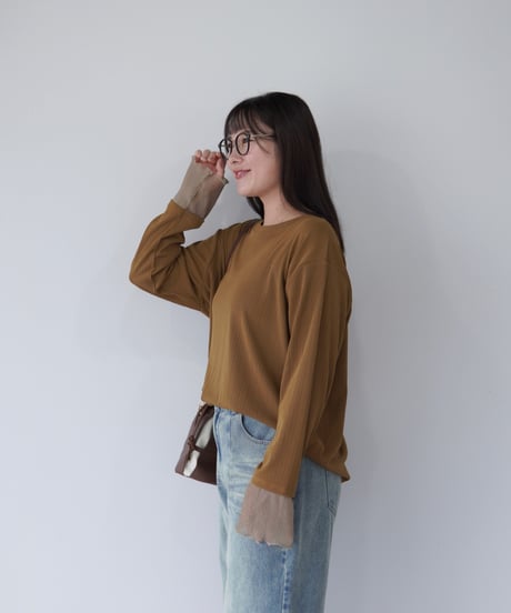 Sheer Cuff Pullover｜オリーブ