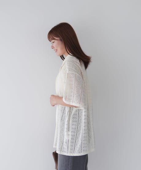 Lace Open Collar Shirt