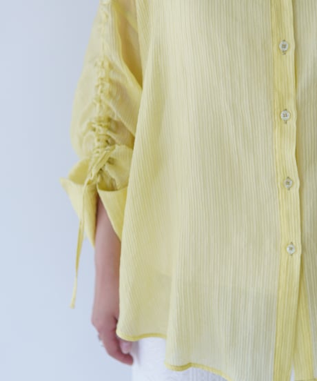 sheer ribbon blouse｜イエロー