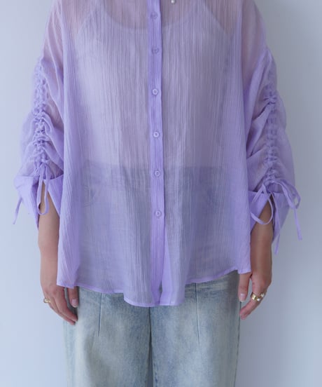 sheer ribbon blouse｜パープル