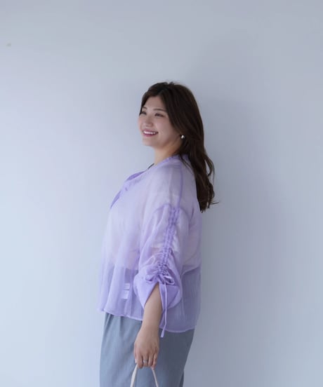 sheer ribbon blouse｜パープル