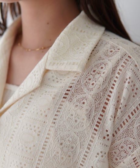 Lace Open Collar Shirt