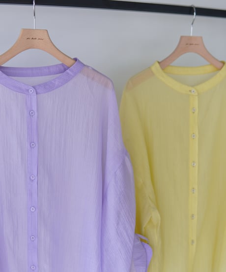 sheer ribbon blouse｜イエロー