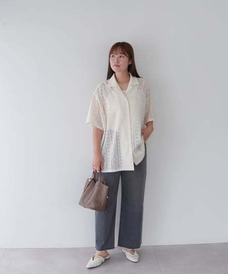 Lace Open Collar Shirt
