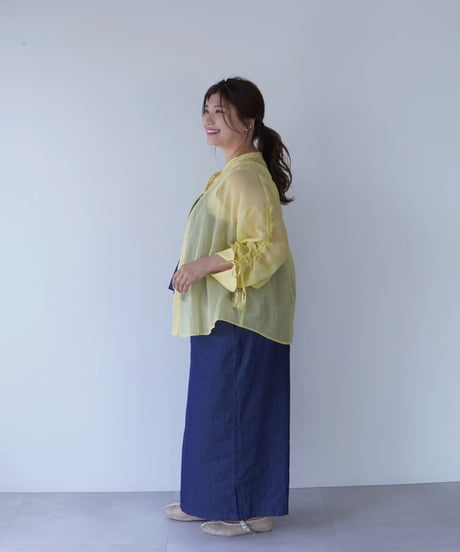 sheer ribbon blouse｜イエロー