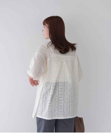 Lace Open Collar Shirt