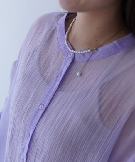 sheer ribbon blouse｜パープル