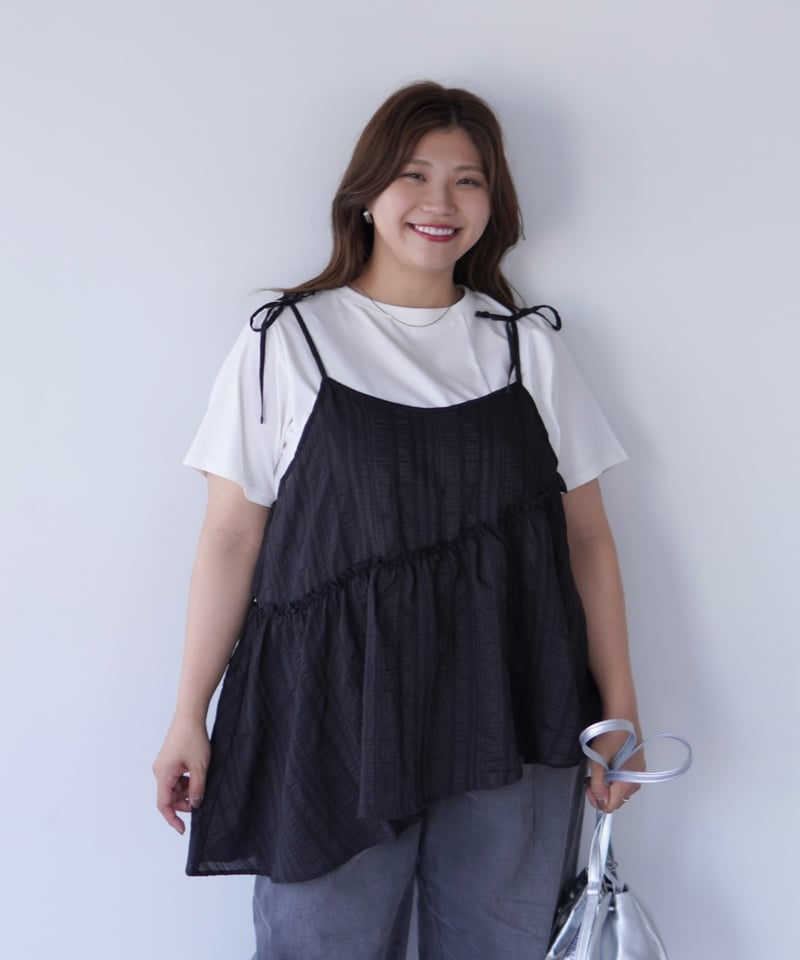 SHISHIKUI RIBBON CAMI ブラック Ribbon Cami Tunic｜ブラック | MI AND MOU