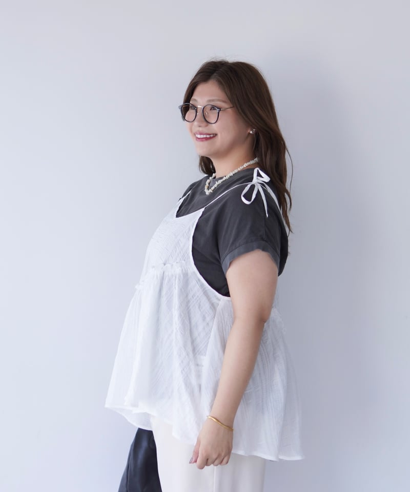 Ribbon Cami Tunic｜オフホワイト | MI AND MOU