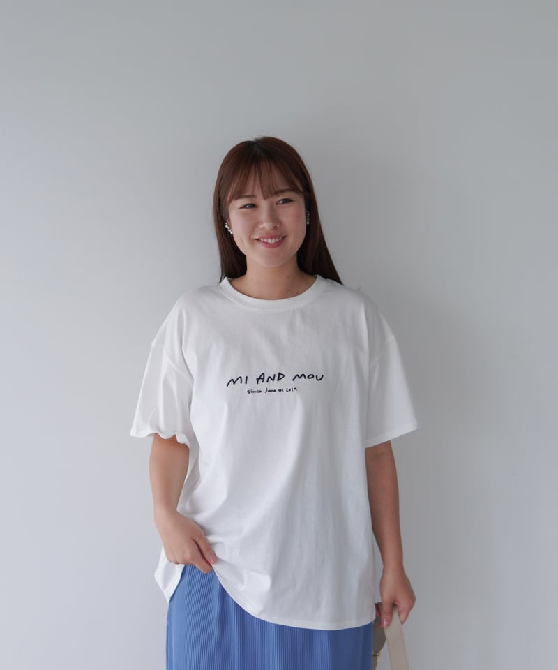 ロゴ刺繍T-shirt｜ホワイト | MI AND MOU