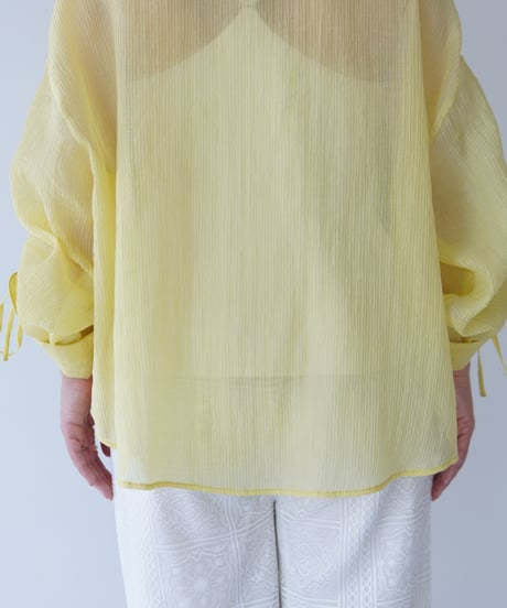 sheer ribbon blouse｜イエロー
