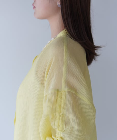 sheer ribbon blouse｜イエロー