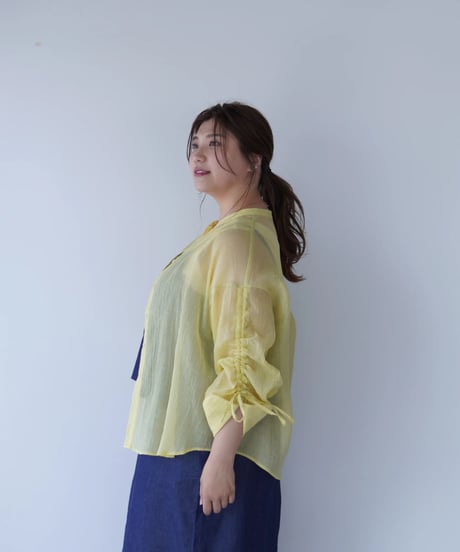sheer ribbon blouse｜イエロー