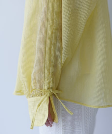 sheer ribbon blouse｜イエロー