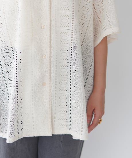 Lace Open Collar Shirt