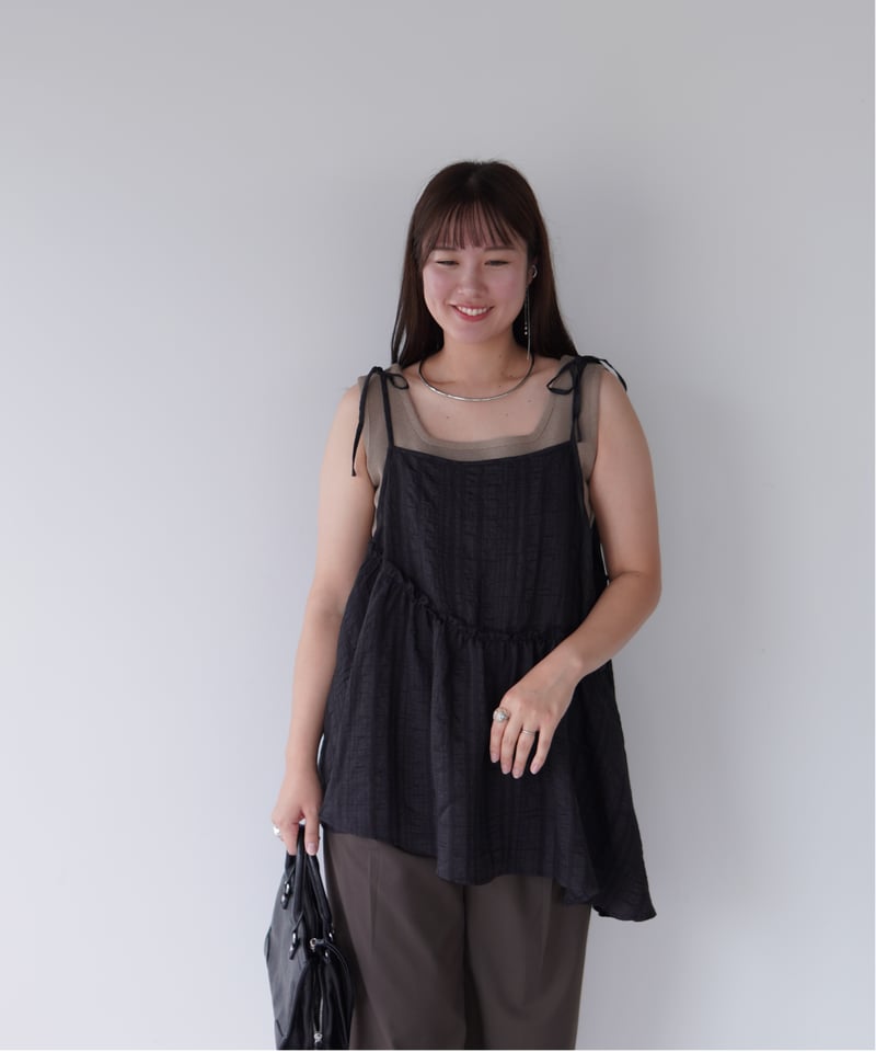 Ribbon Cami Tunic｜ブラック | MI AND MOU