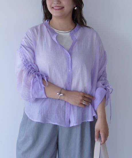 sheer ribbon blouse｜パープル