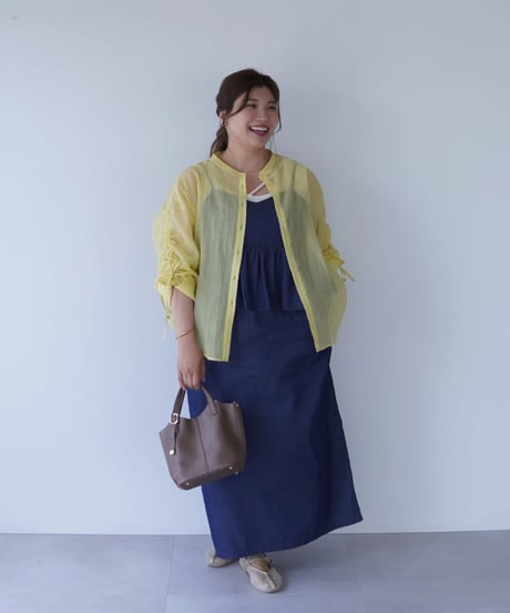 sheer ribbon blouse｜イエロー