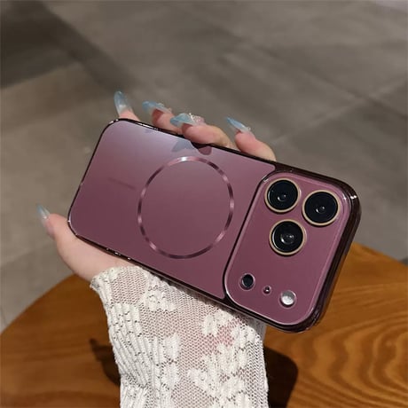 「537」iphone18pro/17/16 ケース カメラ まで 保護 iphone ケース ｍagsafe対応 メッキ風
