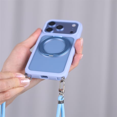 「391」多機能対応 iphone18pro/17pro ケース magsafeケース 360度回転スタンド 隠れストラップホール