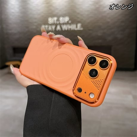 「546」ウェーブ iphone18pro/17pro/17promax ケース magsafe 対応 ケース メタリック カメラカバー