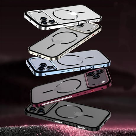「453」メタルフレーム iphone18pro/18promax/17pro/air ケース 半透明PCパネル magsafeケース 軽い 放熱