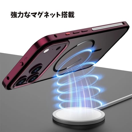 「453」メタルフレーム iphone18pro/18promax/17pro/air ケース 半透明PCパネル magsafeケース 軽い 放熱