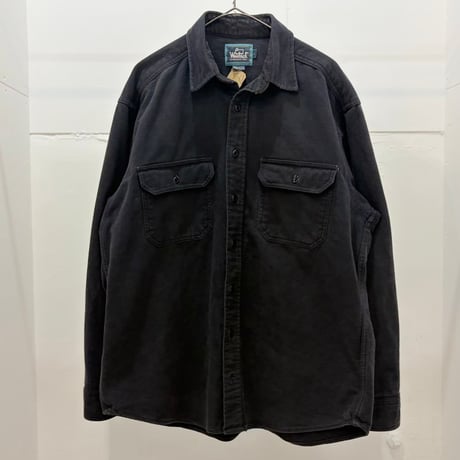 90s Woolrich black chamois cloth shirt made in usa