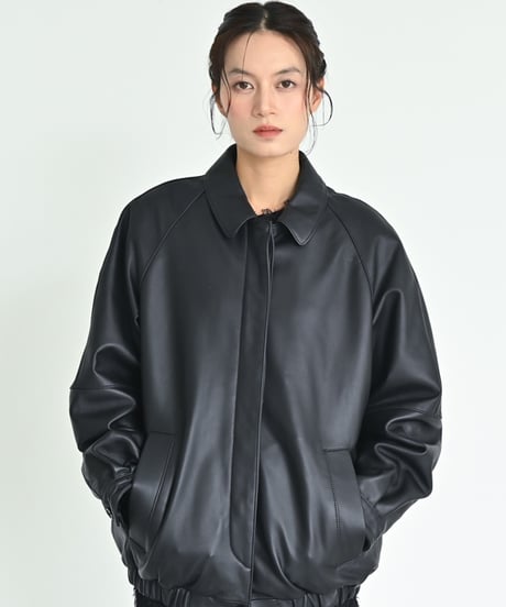 レザーラグランスリーブジャケット
