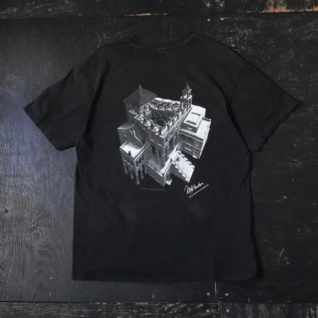 M.C.Escher Printed T-shirt (90s L made in USA)