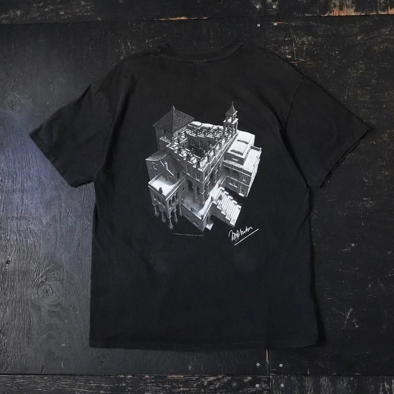 M.C.Escher Printed T-shirt (90s L made in USA)