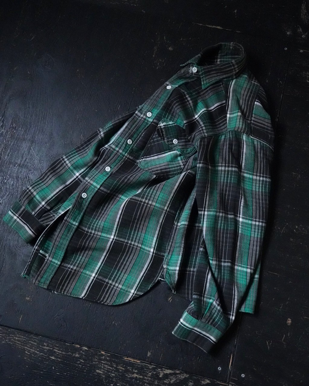 Vintage Plaid Flannel Shirt (50-60s about M マチ付