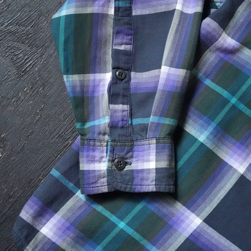 90's Patagonia ネルシャツ ポルトガル製 雪なし パープル M Patagonia Organic Cotton Shirt (90s M 雪なしタグmade