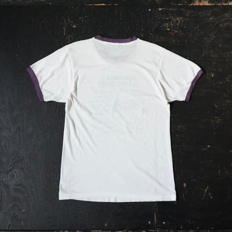 Vintage Fishing Print Ringer T-Shirt (80s about S)