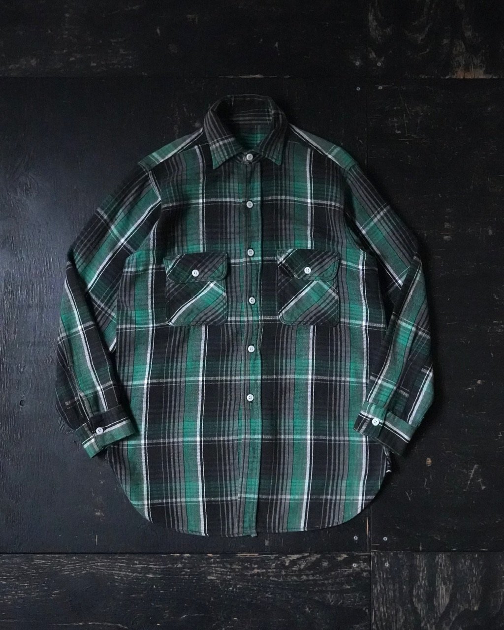Vintage Plaid Flannel Shirt (50-60s about M マチ付