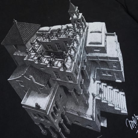 M.C.Escher Printed T-shirt (90s L made in USA)