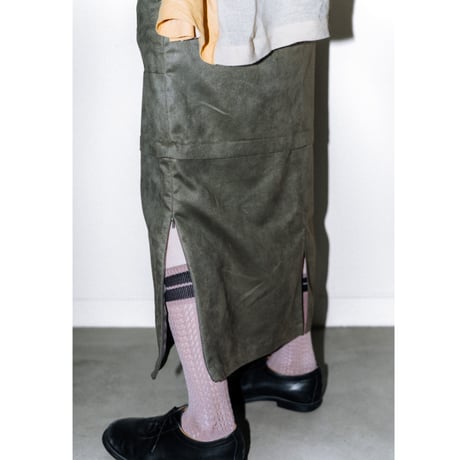 serve original faux suede long skirt olive