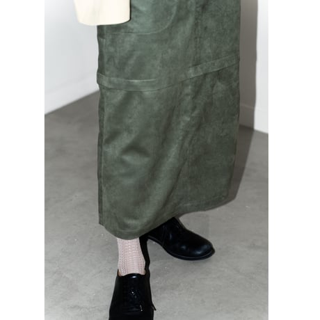 serve original faux suede long skirt olive