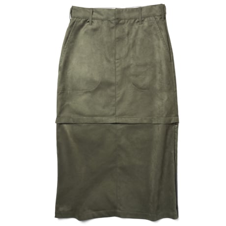 serve original faux suede long skirt olive
