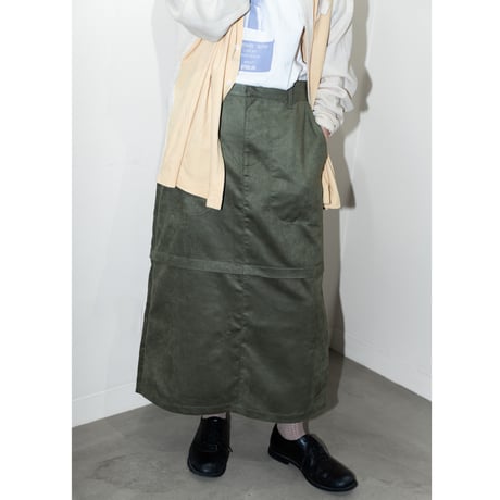 serve original faux suede long skirt olive