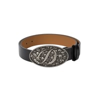 Dime Skull Leather Belt - Black