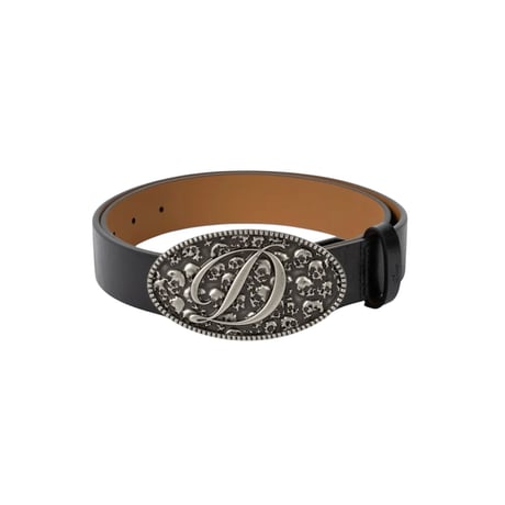Dime Skull Leather Belt - Black