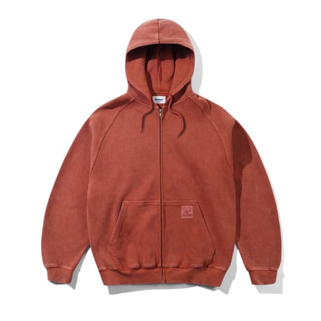Butter Goods Bleach Waffle Zip Thru Hood - Rust