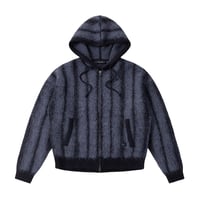 Dime Mohair Striped Zip Hoodie - Blue