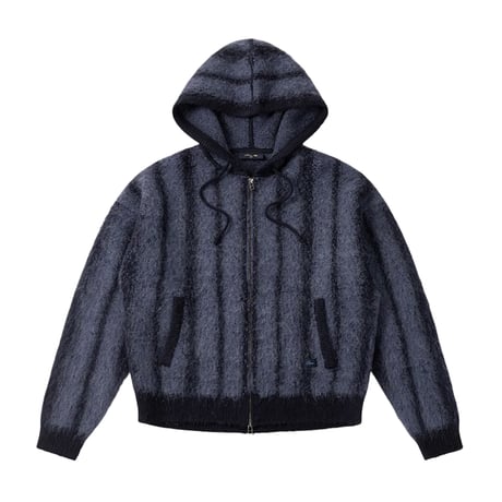 Dime Mohair Striped Zip Hoodie - Blue