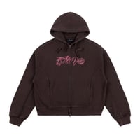 Dime Distressed Terry Zip Hoodie - Acid Brown