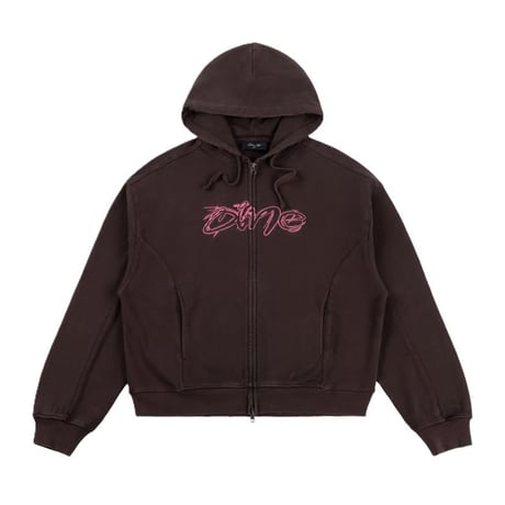 Dime Distressed Terry Zip Hoodie - Acid Brown