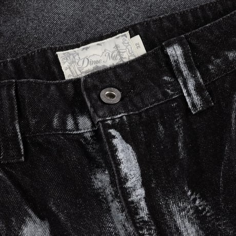 Dime Baggy Denim Pants - Black (White Paint)